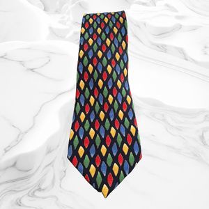 Principles 100% Silk Neck Tie Made In Italy Multicolored Diamonds Shapes